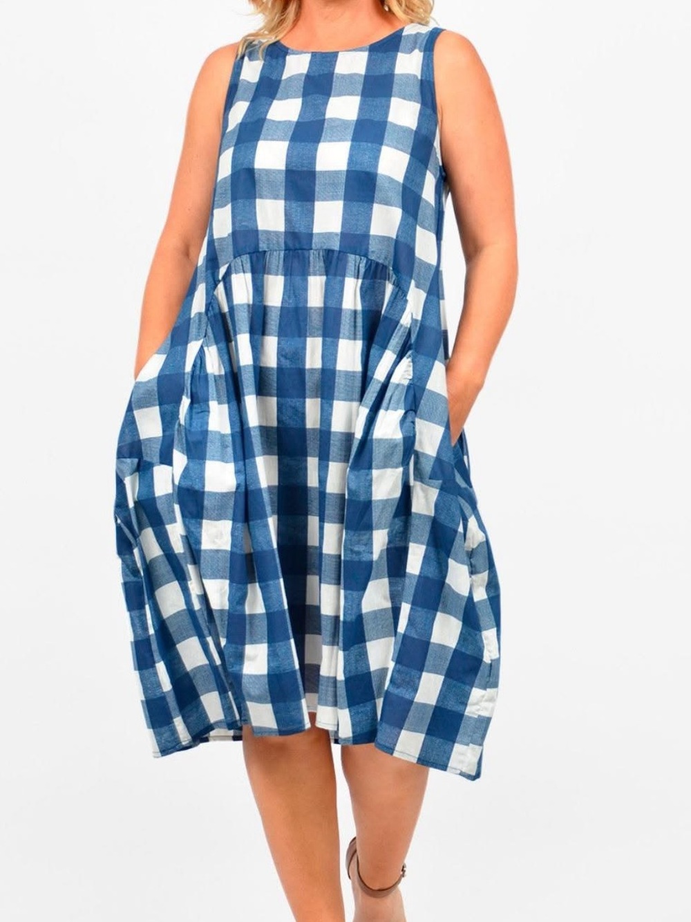 Orientique Naturally Australian Organic Cotton Blue Gingham Bubble Dress